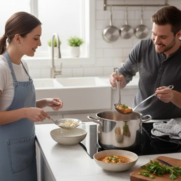 Stainless Steel Kitchen Tools Set of 3 Pieces ladle-skimmer & spoon - Picture 3 of 10